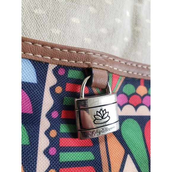 Lilly Bloom Colorful Aztec Design Lock Canvas Medium Crossbody Bag - Picture 3 of 7